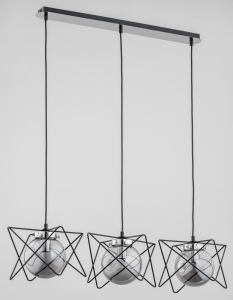 Lampa Wisząca Szklane Klosze w Druciakach Na Listwie Alfa 62098 Sagito 3xE14 85cm x 90cm chrom