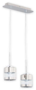 Lampa wisząca z dwoma szklanymi kloszami i chromowanymi dodatkami Lemir O2612 W2 CH Chroms 2xE27