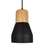 Czarna lampa wisząca z drewnianym elementem Step Into Design ST-5220-black Concrete E27 12cm x 219cm