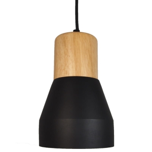 Czarna lampa wisząca z drewnianym elementem Step Into Design ST-5220-black Concrete E27 12cm x 219cm