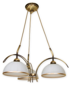 Lampa wisząca trzy mleczne klosze i patynowe dodatki Lemir O1483 PAT Flex 3xE27