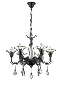 Czarny nowoczesny dekoracyjny żyrandol z metalu Light Prestige LP-6756/6P Tarragona 6xE14 61cm x 126cm