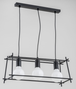 Potrójna loftowa lampa wisząca na listwie w metalowej ramie regulowana wysokość Neti Moro Alfa 62039 3xE27 90cm x 55cm x 37cm