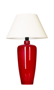 Lampa stołowa z czerwoną szklaną podstawą i białym abażurem z materiału 4Concepts L009092215 Sevilla E27 70x40cm