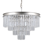 Lampa wisząca na łańcuchu z piętrowo ułożonymi kryształami na srebrnej obręczy Italux PND-44372-8A-SLVR-BRW Verdes 8xE14 56cm x 100cm