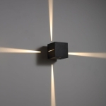 Czarny hermetyczny kinkiet kostka z wąskim czterostronnym strumieniem światła 4x8stopni Elkim Lighting 830004103 Quatro LED 4x3W 3000K IP65