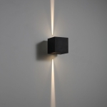 Czarny hermetyczny kinkiet kostka z wąskim dwustronnym strumieniem światła 2x8stopni Elkim Lighting 830002103 Quatro LED 2x3W 3000K IP65
