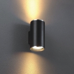 Czarny kinkiet walec z aluminiowymi ringami światło góra - dół Elkim Lighting 6813L2003 Reti 2xES111