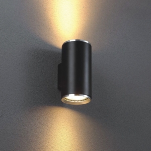 Czarny kinkiet walec z aluminiowymi ringami światło góra - dół Elkim Lighting 6813L2003 Reti 2xES111