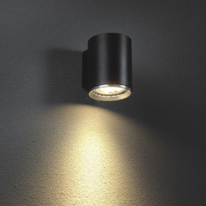 Czarna z aluminiowym ringiem lampa ścienna walec jednostronne światło Elkim Lighting 6813L1003 Reti GU10