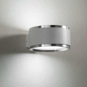 Biały kinkiet walec z aluminiowymi ringami światło góra - dół Elkim Lighting 610401121 Reti LED 2x4,5W 3000K 110stopni