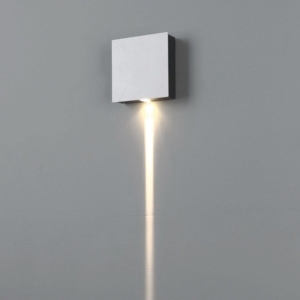 Biały kinkiet kostka z wąskim długim strumieniem światła Elkim Lighting 616001102 Mollis LED 1W 3000K