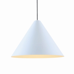 Lampa wisząca stożek biała z czarnym kablem Elkim Lighting 522702002 Trada E27 31cm