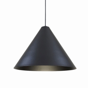 Czarna lampa wisząca stożek Elkim Lighting 522702003 Trada E27 31cm