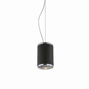Czarna z aluminiowym ringiem lampa wisząca tuba walec Elkim Lighting 581302031 Reti ES111 12cm
