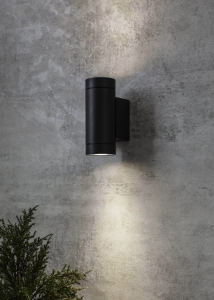 Lampa ogrodowa ścienna czarna tubka 2 źródła światła góra-dół MarkSlojd 107916 Pipe 2xGU10 IP44
