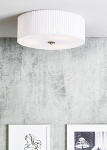 Lampa sufitowa plafon okrągły do sypialni biała plisowana tkanina MarkSlojd 107862 Jackie 3xE14 15cm x 45cm