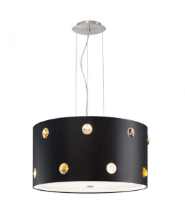 Nowoczesna lampa wisząca z kryształkami i czarnym abażurem Ramko 67239 Rondo 4xE27 50cm