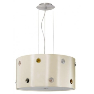 Nowoczesna lampa wisząca z kryształkami i ecru abażurem Ramko 67238 Rondo 4xE27 50cm