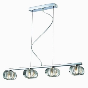 Chromowana lampa wisząca listwa z szklanymi kloszami Azzardo AZ0493 Rubic 4xG9 68cm