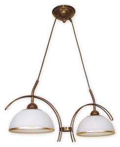 Lampa wisząca z dodatkami brązu i dwoma kopułowymi kloszami Lemir O1482 BR Flex 2xE27