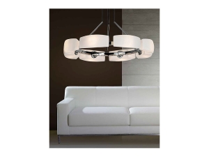 Lampa wisząca białe szklane klosze na chromowanym okrągłym stelażu Azzardo AZ0154 Fiona 8xG9 63cm