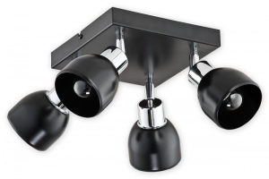 Czarne reflektorki z chromowanymi dodatkami na kwadratowej podstawie Lemir O2594 P4 CZA Feniks 4xE27