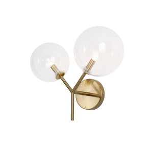 Złoty kinkiet z dwoma kloszami kulami Max Light W0254 Lollipop 2xG9