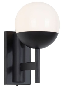 Czarny kinkiet z białym kloszem kulą na nóżce Max Light W0255 Dallas E14