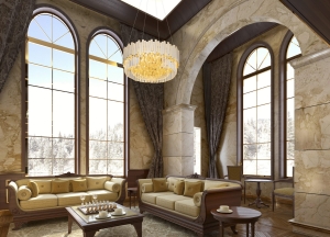 Złota lampa wisząca z kryształkami Max Light P0368 Trend 8xE14 45cm