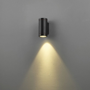 Czarna lampa elewacyjna kinkiet walec Elkim Lighting 821501003 Wally GU10 IP65