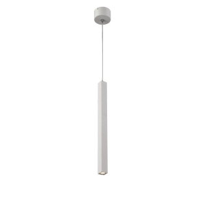 Biała kwadratowa lampa wisząca walec 2,5cm x 35cm Elkim Lighting 504501202 Cubi LED 3W 4000K 30stopni