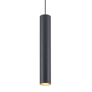 Czarna lampa sufitowa tuba walec Elkim Lighting 501003003 Stala GU10 6cm x 40cm