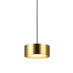 Mała złota okrągła lampa wisząca z czarnym przewodem Elkim Lighting 522901105 Braket LED 6W 3000K 14,8cm