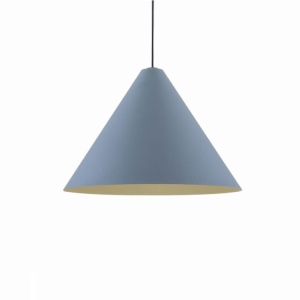 Lampa wisząca stożek szara z czarnym przewodem Elkim Lighting 522701010 Trada E27 25 cm