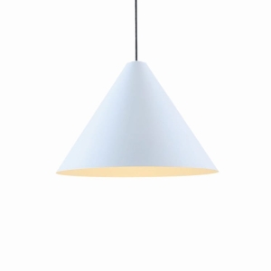 Lampa wisząca stożek biała z czarnym przewodem Elkim Lighting 522701002 Trada E27 25 cm