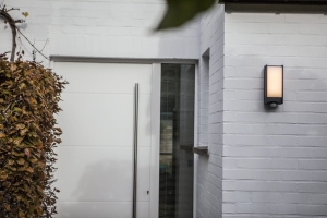 Zewnętrzna lampa ścienna kinkiet na elewację Lutec 5193002118 Qubo LED 13W 3000K IP54 Czujnik ruchu zmierzchu antracyt