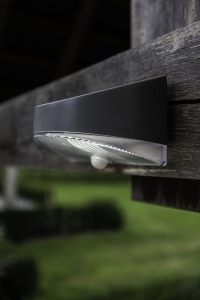 Zewnętrzna lampa ścienna solarna kinkiet na elewację Lutec 6901501000 Bread LED 1W 4000K IP44 Czujnik ruchu zmierzchu szary