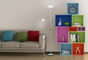 Lampa podłogowa metalowa podstawa abażur świecący do góry lampa do czytania na giętnim ramieniu RL R4393-87 Erzwo 2xE27 180cm