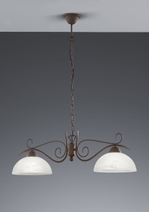 Lampa wisząca klasyczna podwójna szklane plafony na metalowym łańcuchu brązowym RL R3432-24 Country 2xE27