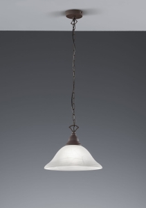 Lampa wisząca szklany abażur biały na dekoracyjnym łańcuchy postarzany metal brązowa RL R30871024 Country E27 33cm