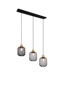 Lampa wisząca trzy abażury z metalowej siatki czarne loft RL R30563032 Calimero 3xE27 80cm