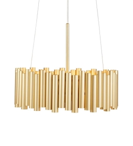 Lampa wisząca złota z kloszem z metalowych rurek o schodkowym ułożeniu MarkSlojd 108047 Level 3xE27 