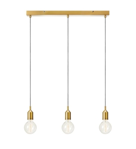 Lampa wisząca nad wyspę złota listwa 3 metalowe oprawki MarkSlojd 108097 Bronx 3xE27 160cm x 68cm