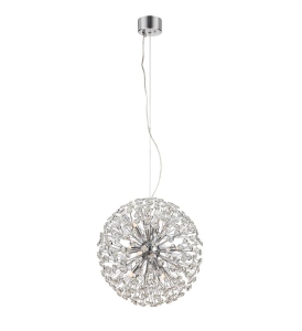 Chromowana lampa wisząca w kształcie kuli z drobnymi kryształkami MarkSlojd 108101 Bolid 9xG9 50cm