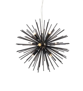 Lampa wisząca do salonu czarna w kształcie promieni słonecznych MarkSlojd 108048 Soleil 9xE14 57cm