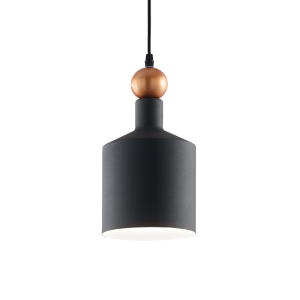 Lampa wisząca z metalowym szarym kloszem z złotą kulą Ideal Lux 221496 Triade-3 E27 15cm x 185cm