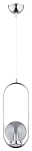Pojedyncza nowoczesna lampa wisząca z dymionym szklanym kloszem chromowany podłużny owalny stelaż Oval Alfa 60699 E14 80cm x 17cm