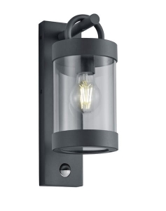 Zewnętrzna lampa ścienna kinkiet na elewację Trio 204169142 Sambesi E27 IP44 Czujnik ruchu zmierzchu antracyt