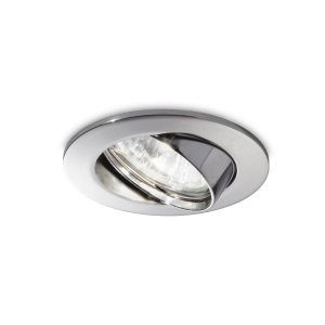 Chromowana okrągła regulowana lampa podtynkowa z ramką Ideal Lux 83131 Swing GU10 8,2cm x 9cm